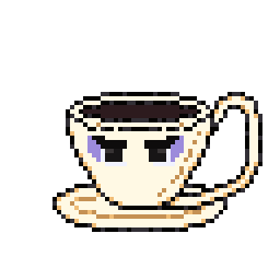 A teacup with eyes